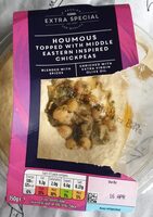 Houmous topped with middle Eastern inspired chickpeas