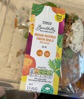 Indian inspired onion bhaji rice salad