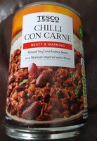 TESCO CHILLI CON CARNE MEATY & WARMING Minced beef