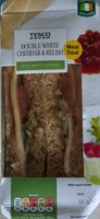 Double white cheddar and relish sandwich