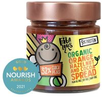 Organic orange halzenut and cocoa chickpea spread