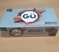 Gu dark chocolate mousses with salted caramel