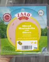 Sliced mortadella with olives