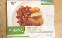 Vegetablr chili with potato wedges