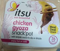 Chicken gyoza snack pot with teriyaki sauce to dip or drizzle