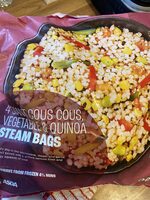 Steam bags giant cous cous,  vegetables and quiona