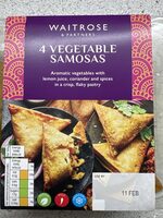 Waitrose 4 Vegetable Samosas