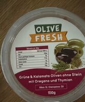 Grüne und Kalamata Oliven ohne Stein mit Oregano und Thymian