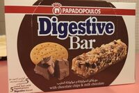Papadopoulos digestive bar with chocolate chips and milk chocolate