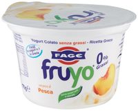 Yogurt colato magro con pezzi di pesca