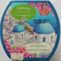 Traditional halva of Thessaloniki with pistachios