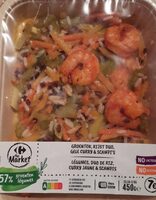 Légumes duo de riz curry jaune et scampis
