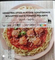 Boulettes sauce tomates piquante spaghetti