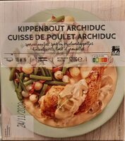 Cuisse de poulet archiduc, haricots verts, lard et grenailles