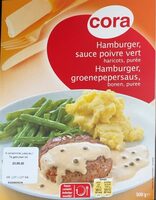Humburger, sauce poivre,haricot, purée