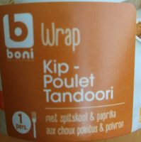 Wrap de poulet cuit tandoori poivrons chous chous pointus