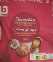 Fruits de mer en chocolat noir, blanc et au lait