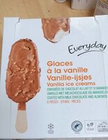 Glaces à vanille enrobées de chocolat au lait et amandes