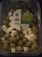 Groene olijven kaasblokjes