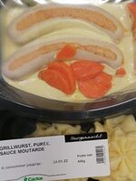 Grillwurst, Puree, Sauce Moutarde