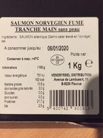 Saumon norvegien fumé tranché à la main sans peau