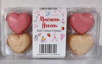 Macaron-Herzen - Vanille-Erdbeere & Himbeere
