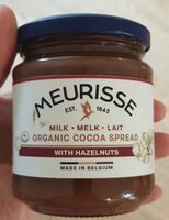 Organic cocoa spread milk hazelnut