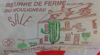Beurre de ferme au lait cru du Mouligneau salé