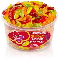 Famila Red Band Fruchtgummi Schuhe Klarsichtdose 500 Stück oder 1200g 4.99€ 1kg 4.16€