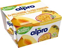 Especialidad vegetal de soja melocotón y piña con fruta de la pasión