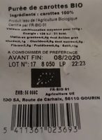 Purée carottes bio
