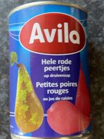 Petites poires rouges au jus de raisins