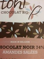 70G Chocolat Bio Noir 74% Cacao Amandes Salees