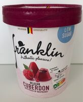 Glace cuberdon et morceaux de framboises