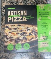 Pizza mozzarela, olivas y champiñones
