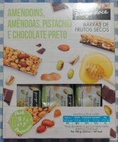 Barras de Frutos Secos Amendoins, Amêndoas, Pistachio e Chocolate Preto