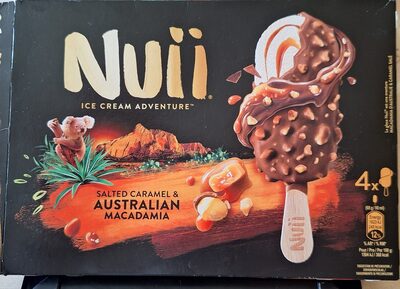 Glace vanille et sauce caramel salé & Noix macadamia d'Australie 4 x 90 ml (68 g) )