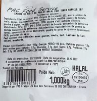 Emince de filet de poulet halal cuit tikka surgele