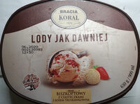 Lody Jak Dawniej Smak Biszkoptowy z Ciasteczkami i Sosem Truskawkowym