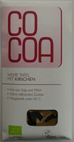 Weiße Tafel mit Kirschen