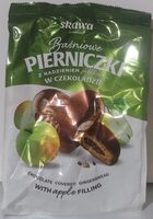 Chocholate covered gingerbread with apple filling