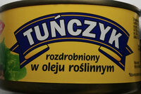 Tuńczyk rozdrobniony w oleju roślinnym.