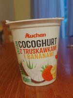 Produs vegan pe bază de cocos cu căpșune și banane