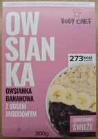 Owsianka bananowa z sosem jagodowym