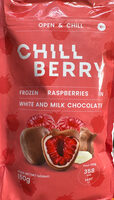Frozen Raspberries in white and milk chocolate