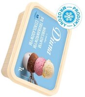 Lody o smaku waniliowo-truskawkowo-czekoladowym