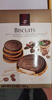 Deliciously baked cookies biscuits with tiramisu flavored cream covered with chocolate