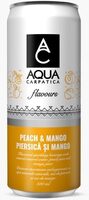 Flavoured sparkling beverage with natural mineral water, peach juice and mango juice
