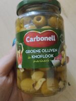 Green olives in garlic marinade