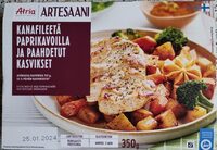 Kanafileetä paprikavoilla ja paahdetut kasvikset